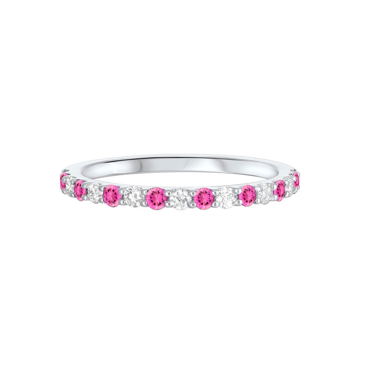 10Kt White Gold Diamond 1/5Ctw & Pink Tourmaline 1/5Ctw Ring