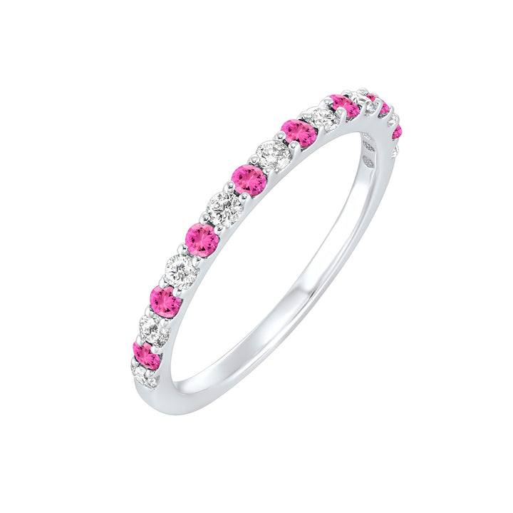 10Kt White Gold Diamond 1/5Ctw & Pink Tourmaline 1/5Ctw Ring