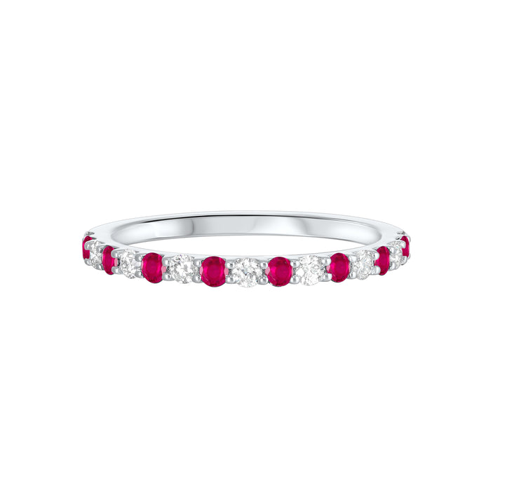 10Kt White Gold Diamond 1/5Ctw & Ruby 1/5Ctw Ring
