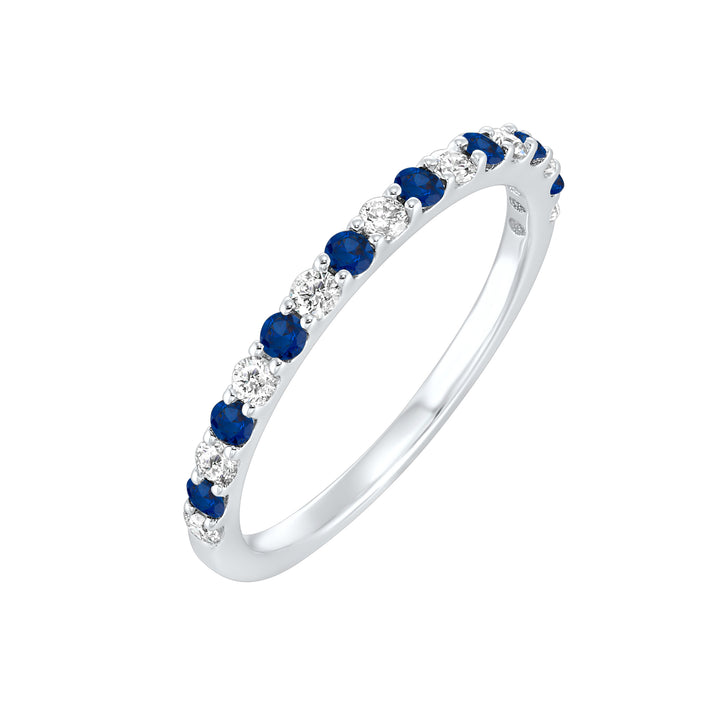 10Kt White Gold Diamond 1/5Ctw & Sapphire 1/5Ctw Ring