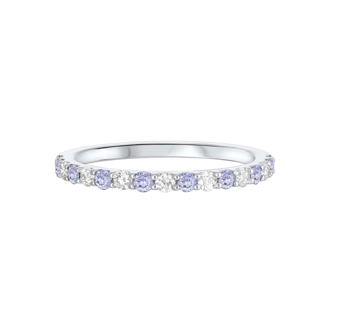 10Kt White Gold Diamond 1/5Ctw & Syn Alexandrite 1/5Ctw Ring
