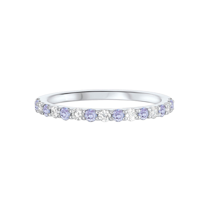 10Kt White Gold Diamond 1/5Ctw & Syn Alexandrite 1/5Ctw Ring