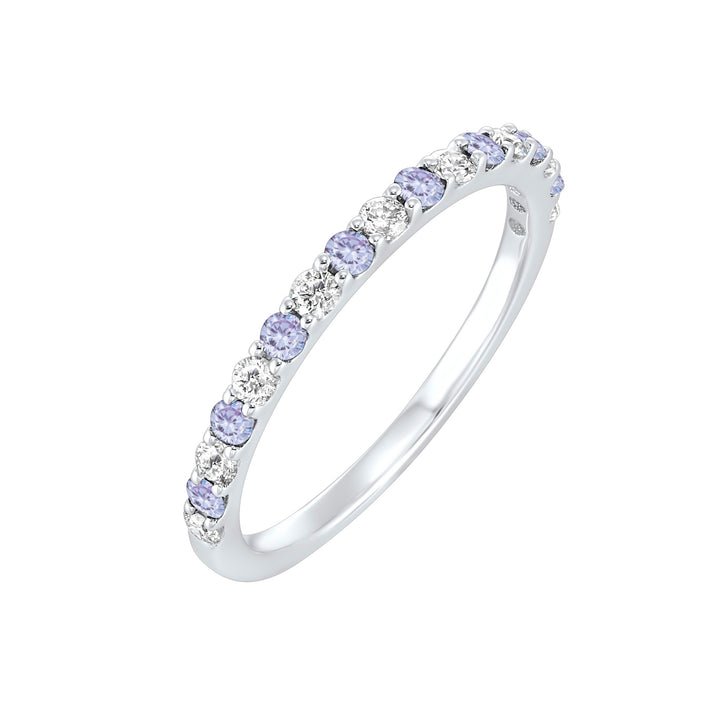 10Kt White Gold Diamond 1/5Ctw & Syn Alexandrite 1/5Ctw Ring