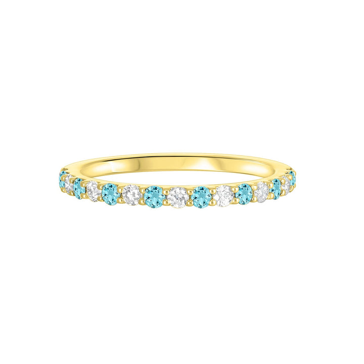 10Kt Yellow Gold Diamond 1/5Ctw & Aquamarine 1/5Ctw Ring