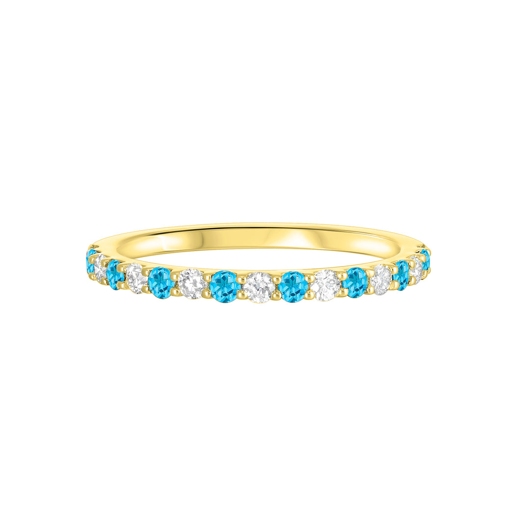 10Kt Yellow Gold Diamond 1/5Ctw & Blue Topaz 1/4Ctw Ring