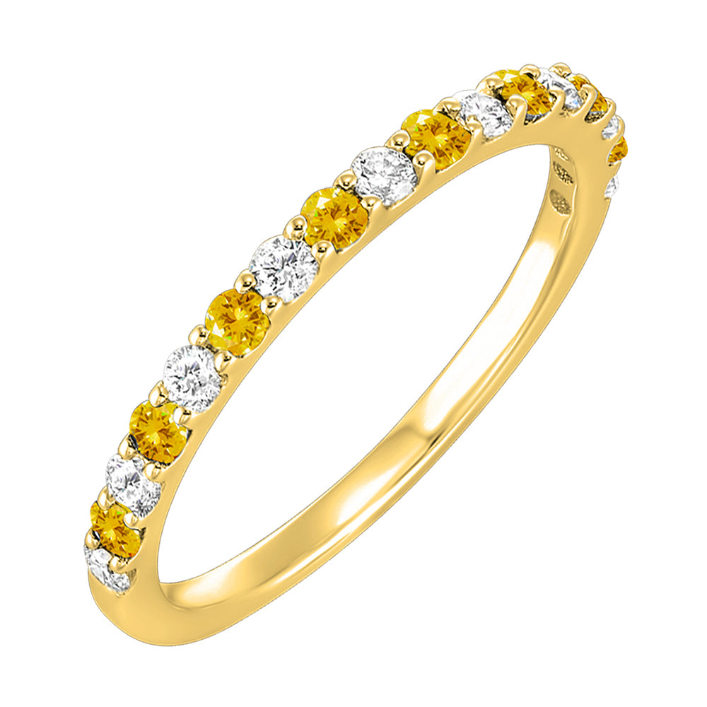 10Kt Yellow Gold Diamond 1/5Ctw & Citrine 1/6Ctw Ring