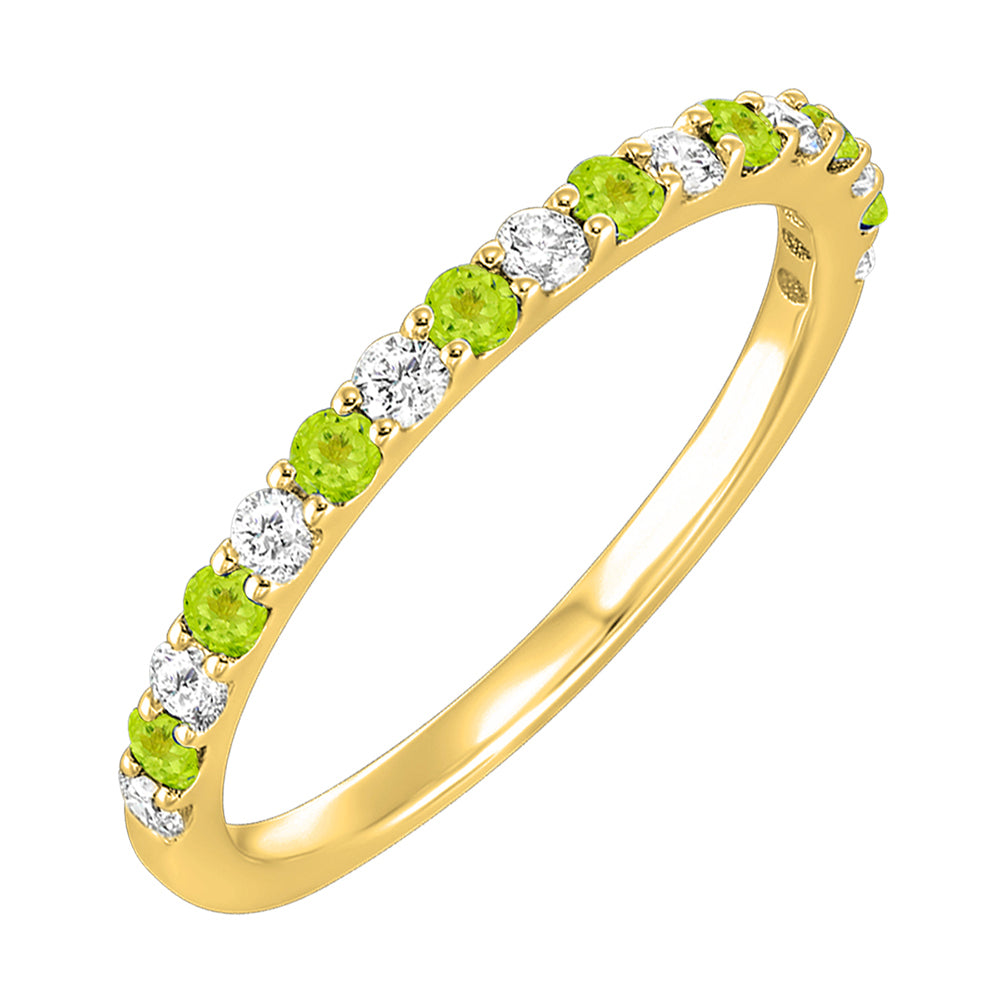 10Kt Yellow Gold Diamond 1/5Ctw & Peridot 1/4Ctw Ring