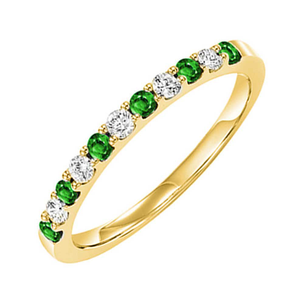 10Kt Yellow Gold Diamond 1/5Ctw & Emerald 1/5Ctw Ring