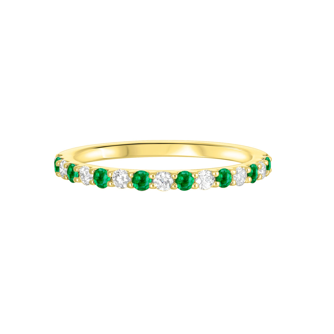 10Kt Yellow Gold Diamond 1/5Ctw & Emerald 1/5Ctw Ring