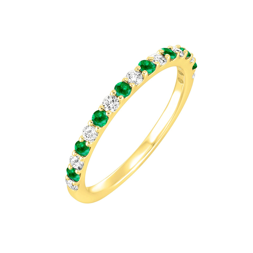 10Kt Yellow Gold Diamond 1/5Ctw & Emerald 1/5Ctw Ring