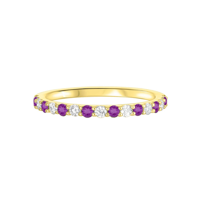 10Kt Yellow Gold Diamond 1/5Ctw & Amethyst 1/5Ctw Ring