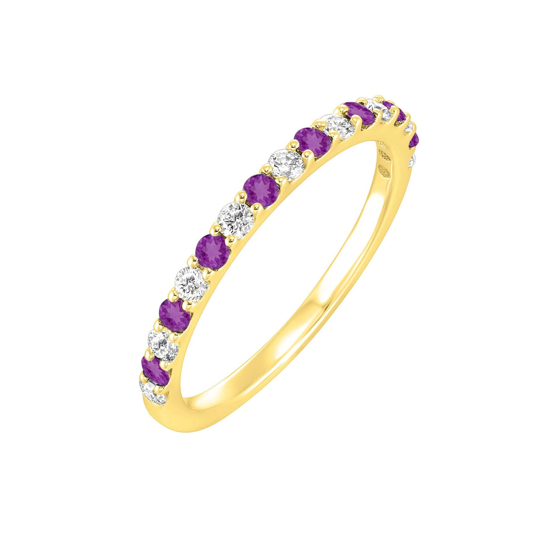 10Kt Yellow Gold Diamond 1/5Ctw & Amethyst 1/5Ctw Ring
