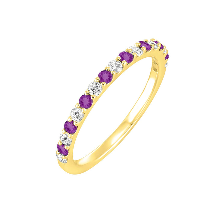 10Kt Yellow Gold Diamond 1/5Ctw & Amethyst 1/5Ctw Ring