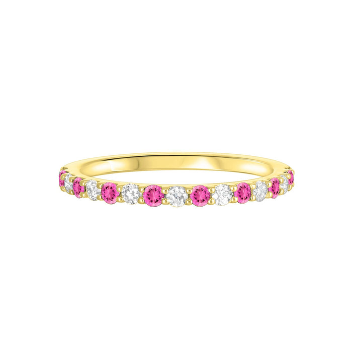 10Kt Yellow Gold Diamond 1/5Ctw & Pink Tourmaline 1/5Ctw Ring