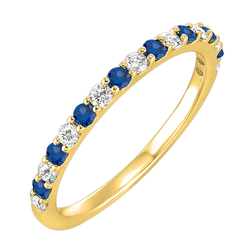 10Kt Yellow Gold Diamond 1/5Ctw & Sapphire 1/5Ctw Ring