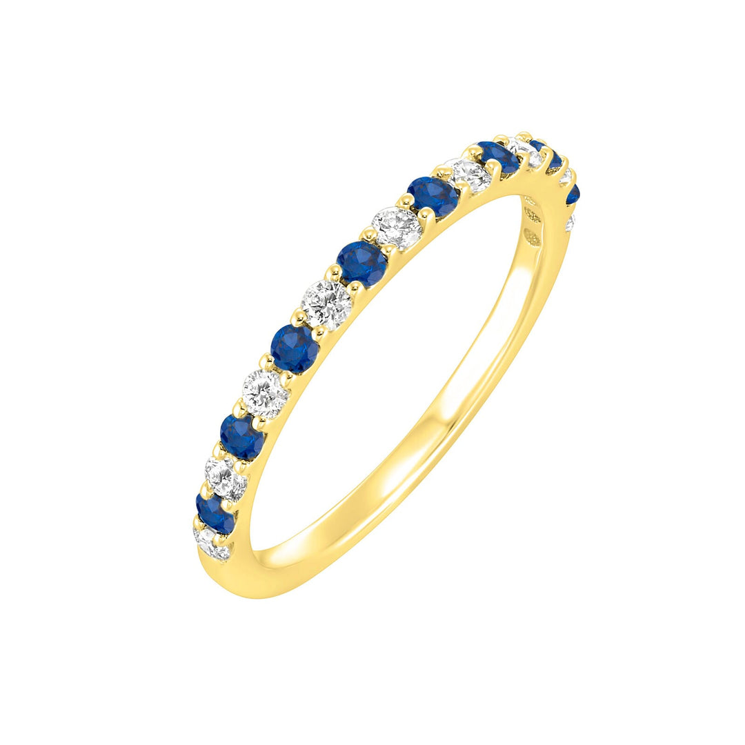 10Kt Yellow Gold Diamond 1/5Ctw & Sapphire 1/5Ctw Ring