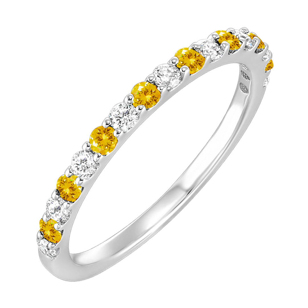 14Kt White Gold Diamond 1/5Ctw & Citrine 1/3Ctw Ring