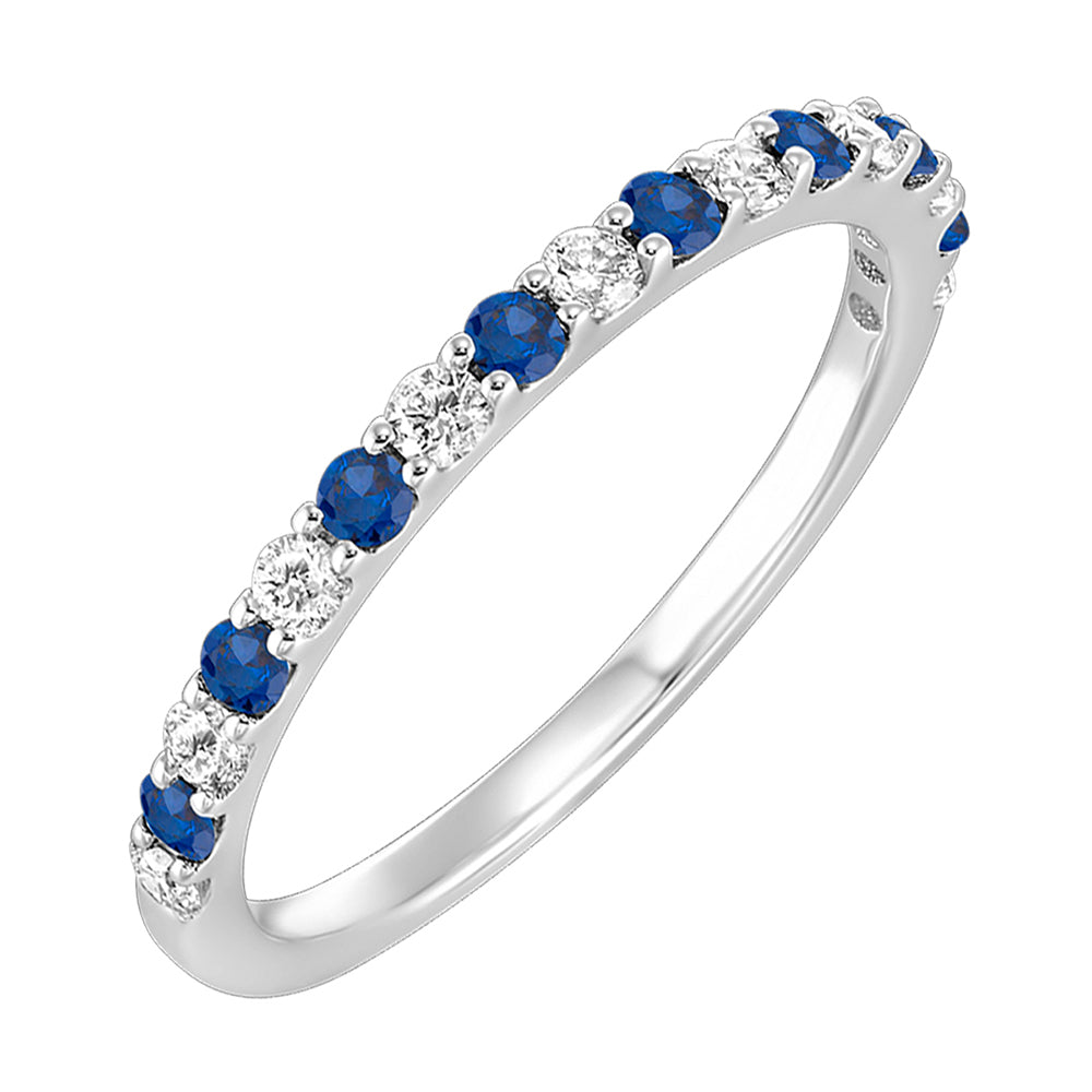 14Kt White Gold Diamond 1/5Ctw & Sapphire 1/4Ctw Ring