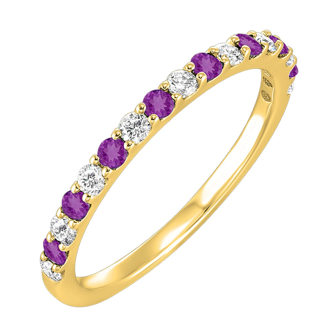 14Kt Yellow Gold Diamond 1/5Ctw & Amethyst 1/4Ctw Ring