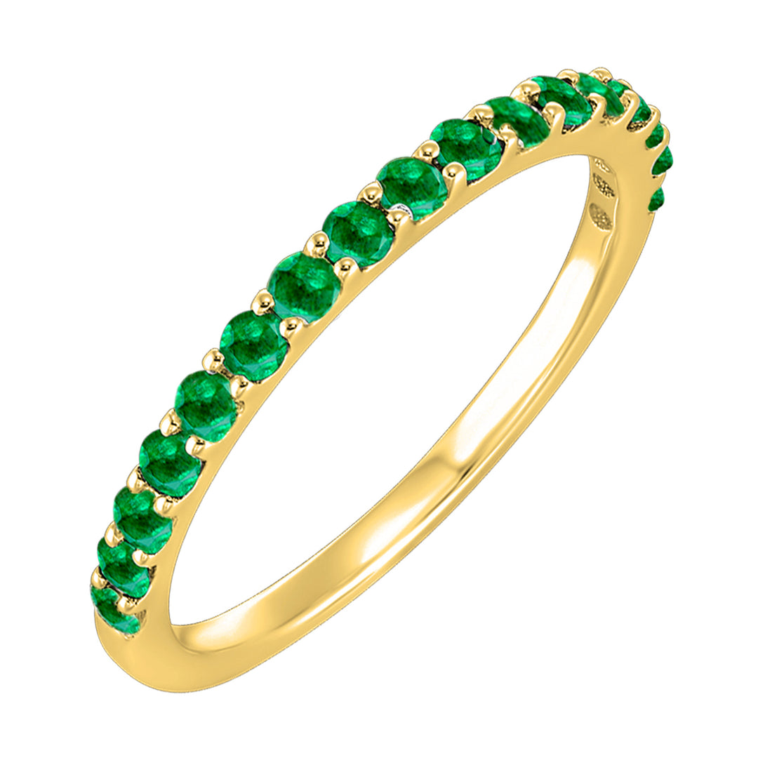 14Kt White Gold Diamond 1/5Ctw & Emerald 1/3Ctw Ring