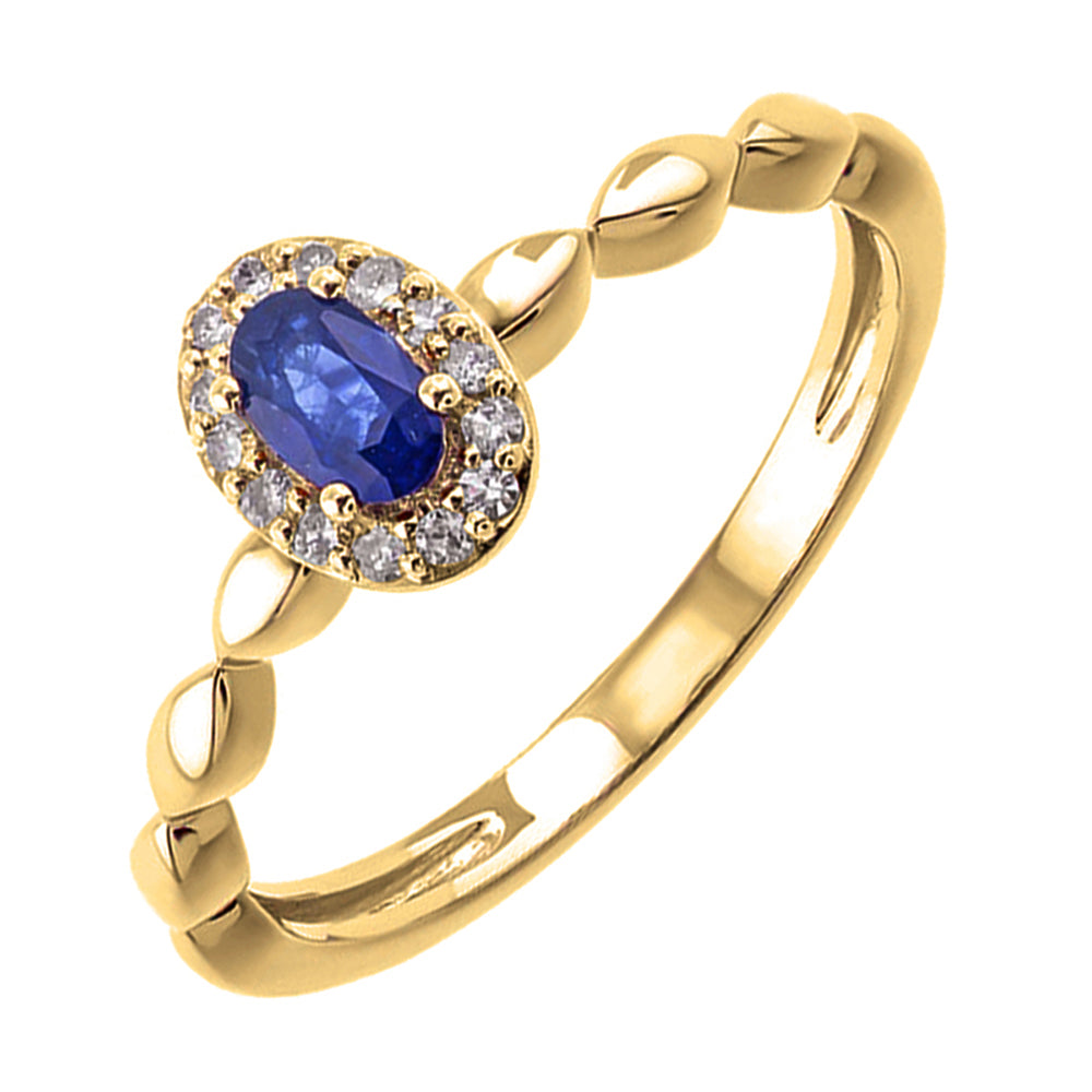 10Kt Yellow Gold Diamond 1/12Ctw & Sapphire 1/3Ctw Ring