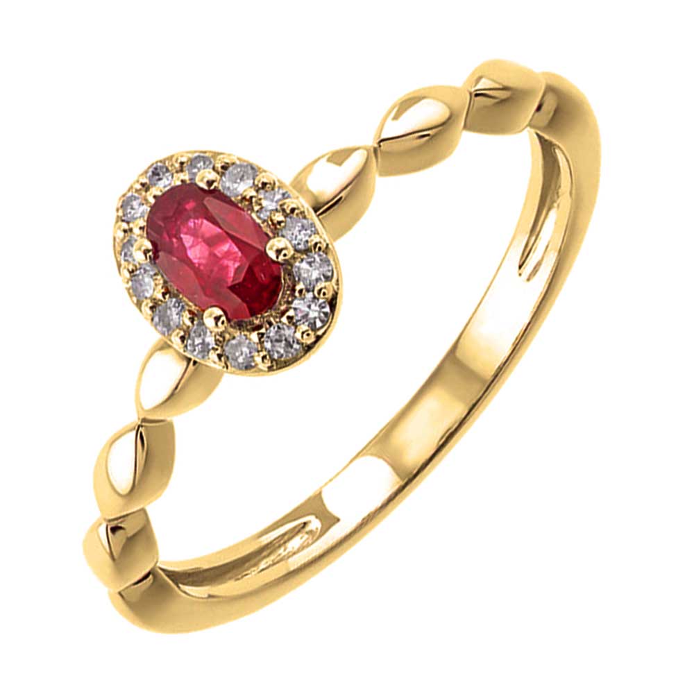 10Kt Yellow Gold Diamond 1/12Ctw & Ruby 1/3Ctw Ring