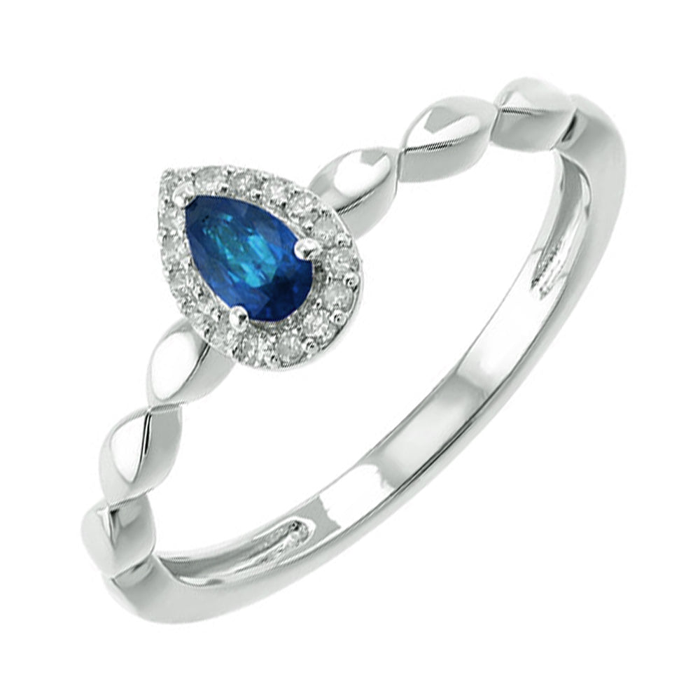 10Kt White Gold Diamond 1/15Ctw & Sapphire 1/4Ctw Ring