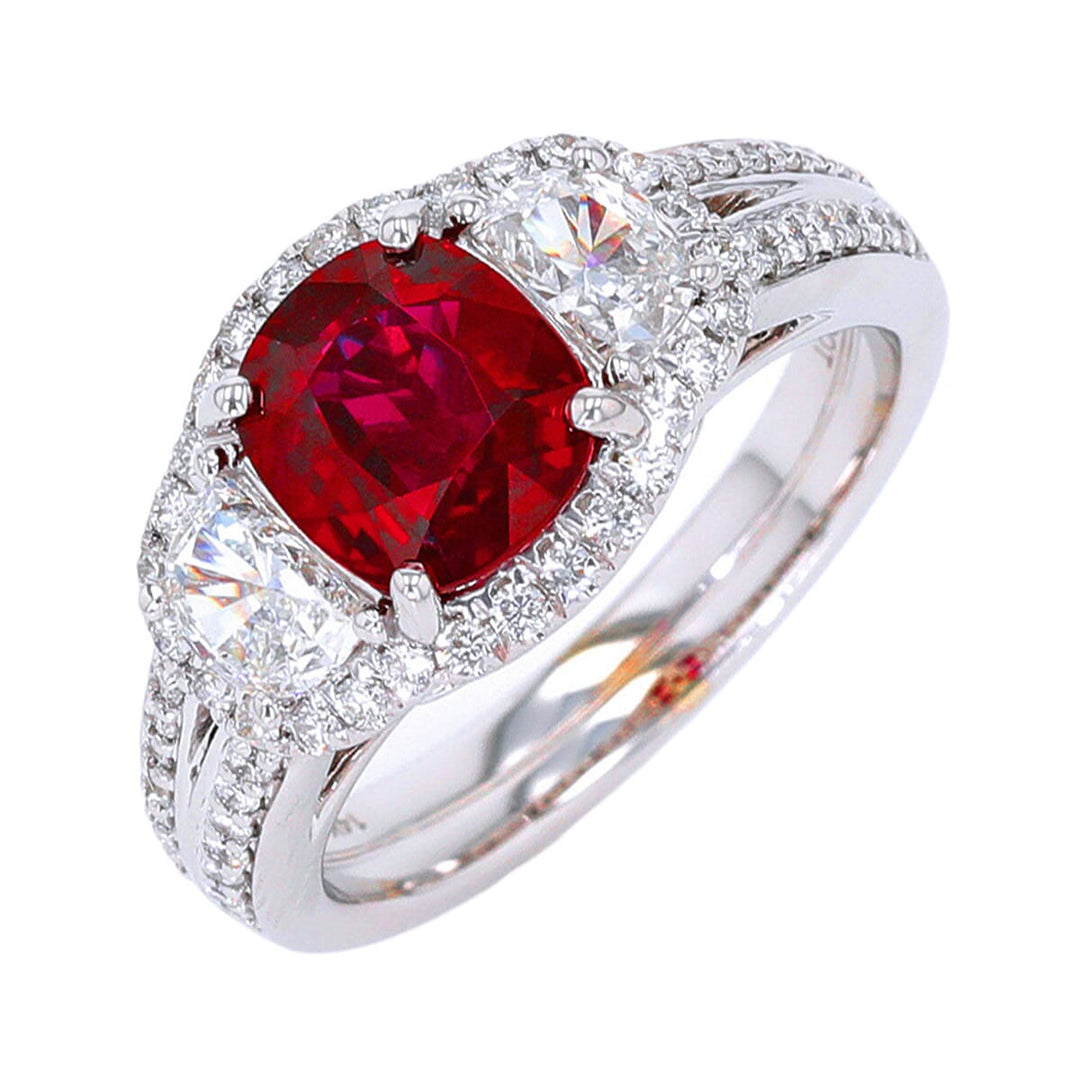 14Kt White Gold Diamond 7/8Ctw & Ruby 2 1/3Ctw Ring