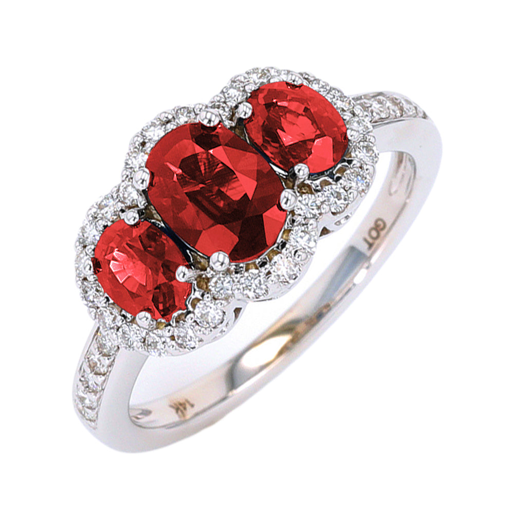 14Kt White Gold Diamond 1/3Ctw & Ruby 1 5/8Ctw Ring
