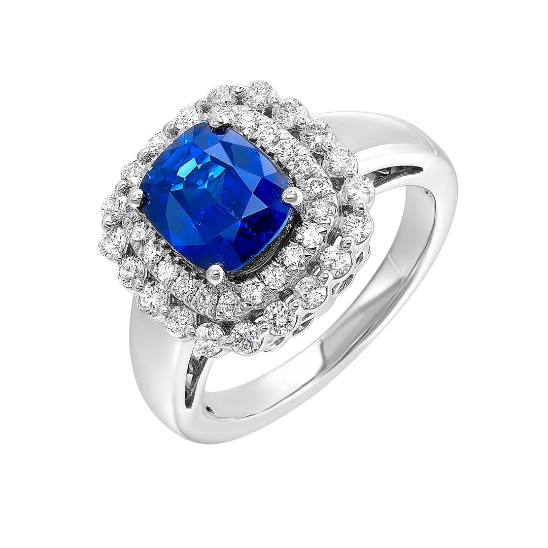 14Kt White Gold Diamond 5/8Ctw & Sapphire 3Ctw Ring