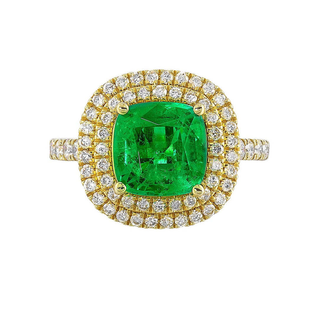 14Kt Yellow Gold Diamond 3/4Ctw & Emerald 2 1/2Ctw Ring