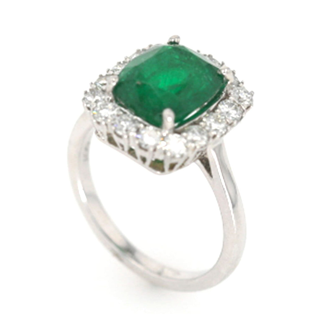 14Kt White Gold Diamond 5/6Ctw & Emerald 3 1/5Ctw Ring