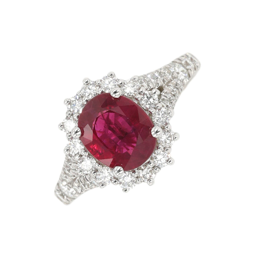14Kt White Gold Diamond 3/4Ctw & Ruby 2Ctw Ring