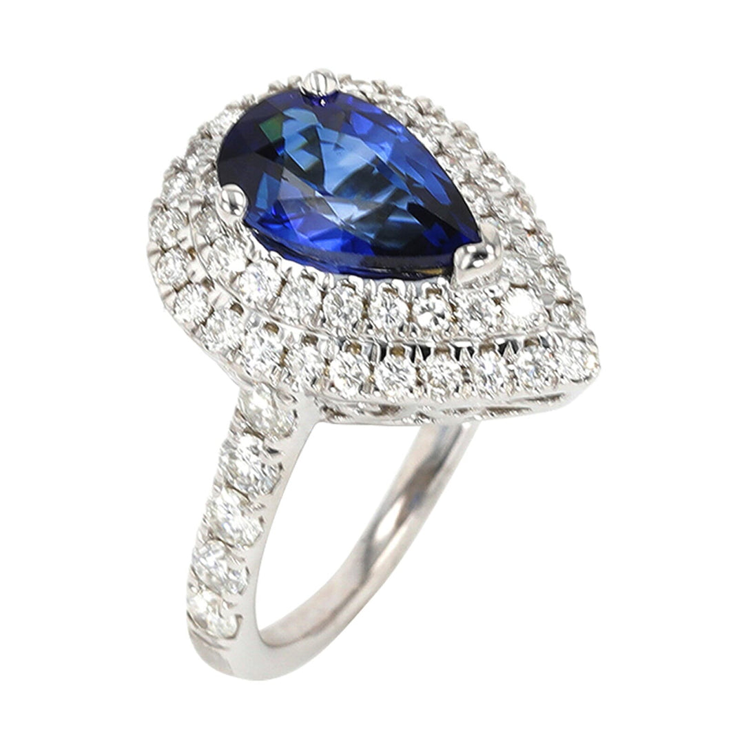 14Kt White Gold Diamond 1Ctw & Sapphire 2Ctw Ring