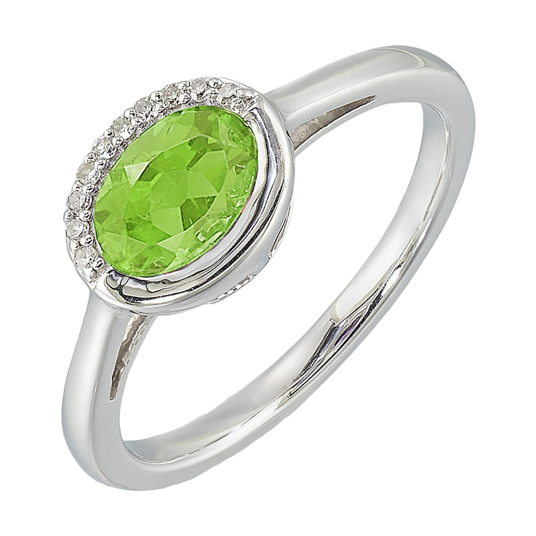 Silver Diamond 1/25Ctw & Peridot 3/4Ctw Ring
