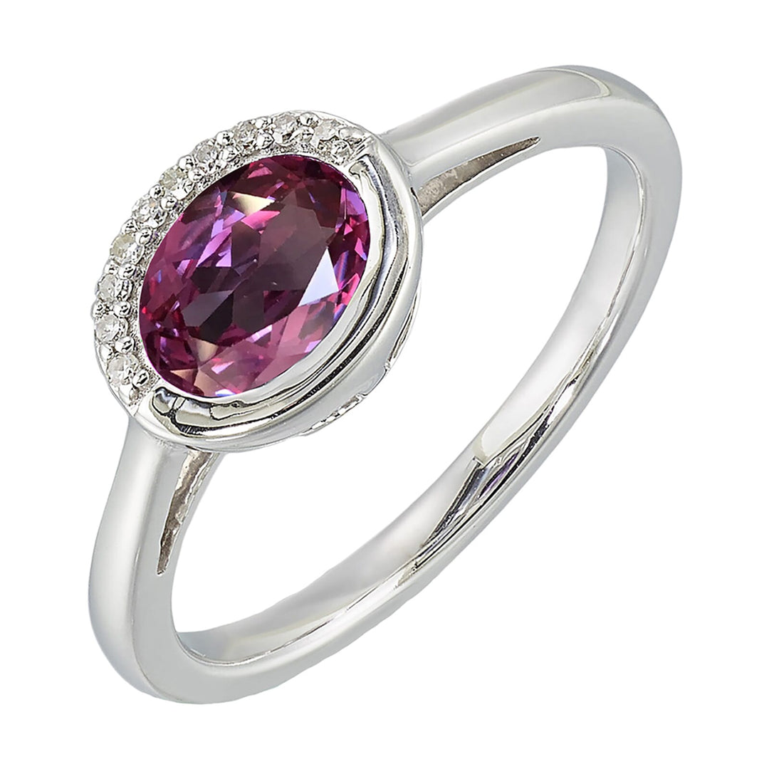 Silver Diamond 1/25Ctw & Syn. Alexandrite 7/8Ctw Ring