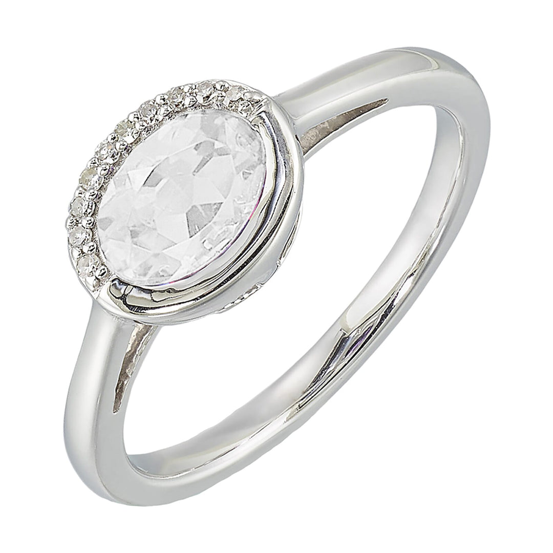 Silver Diamond 1/25Ctw & White Topaz 7/8Ctw Ring
