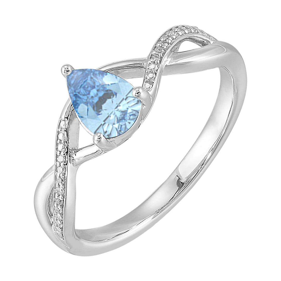 Silver Diamond 1/20Ctw & Blue Topaz 5/6Ctw Ring