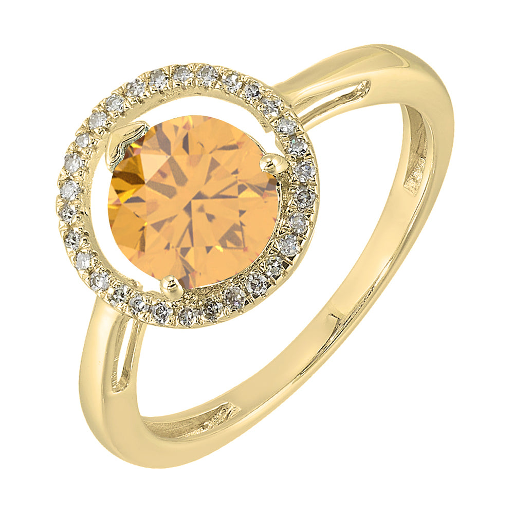 10Kt Yellow Gold Diamond 1/12Ctw & Citrine 1 1/2Ctw Ring