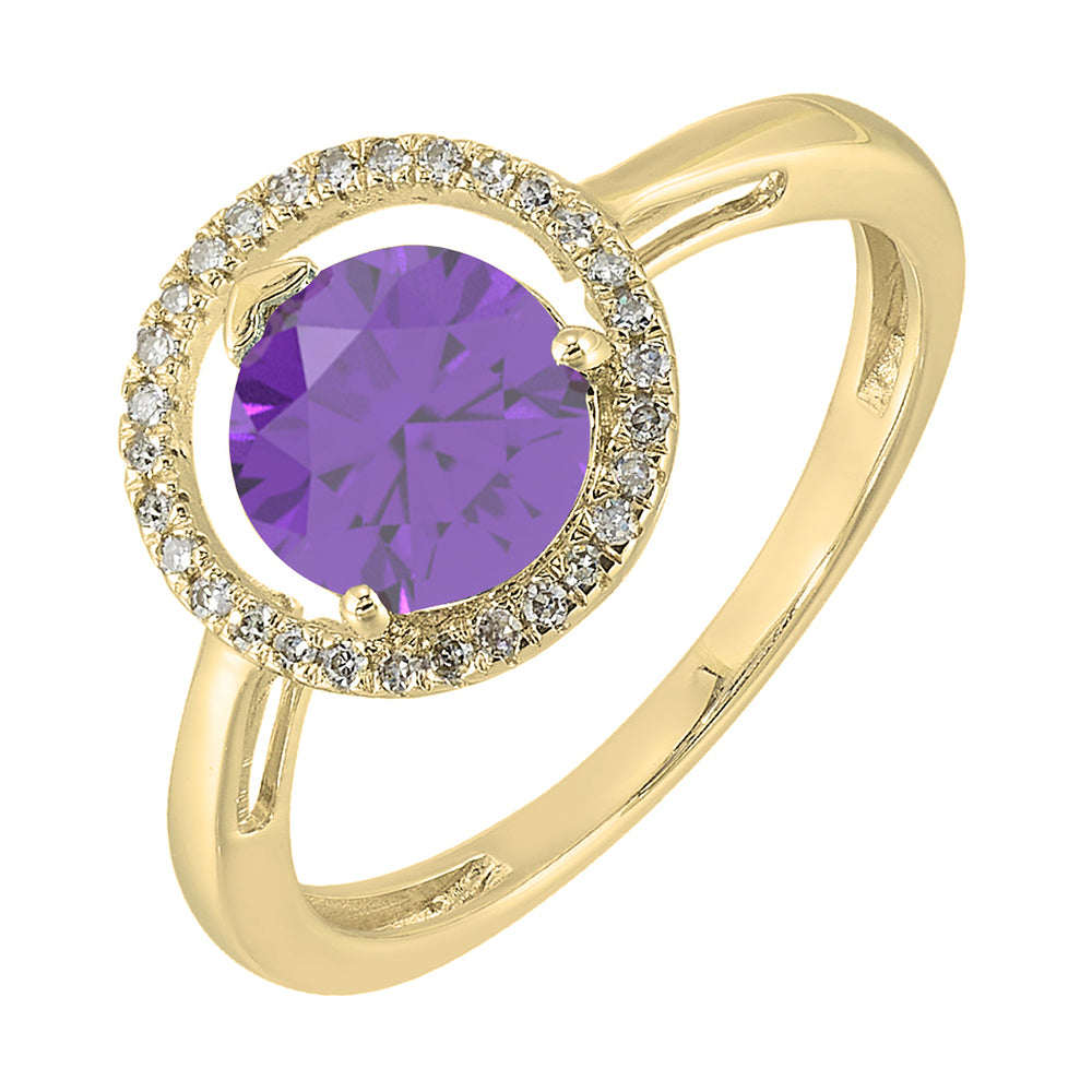 10Kt Yellow Gold Diamond 1/12Ctw & Amethyst 1 1/2Ctw Ring