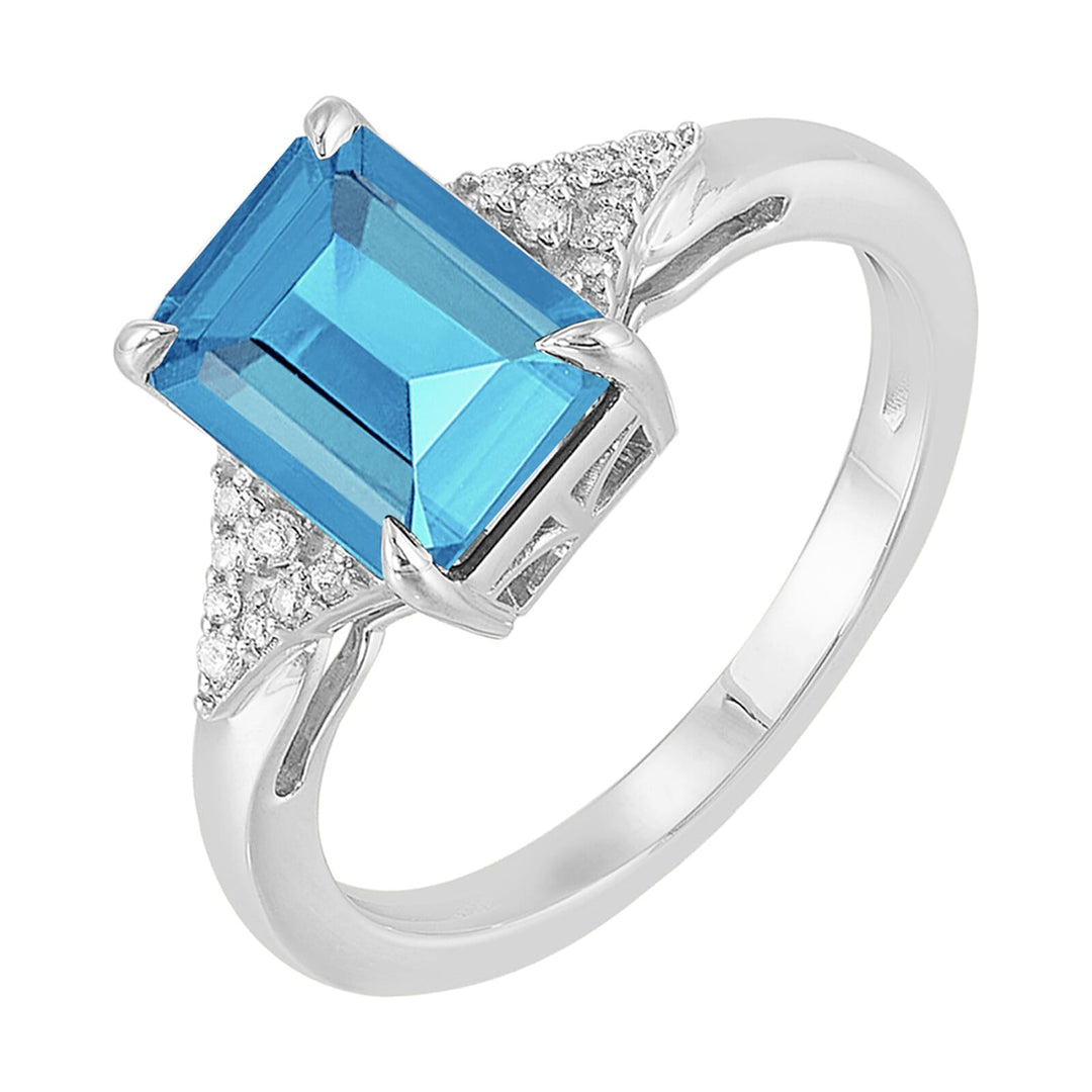 10Kt White Gold Diamond 1/15Ctw & Blue Topaz 2 3/4Ctw Ring