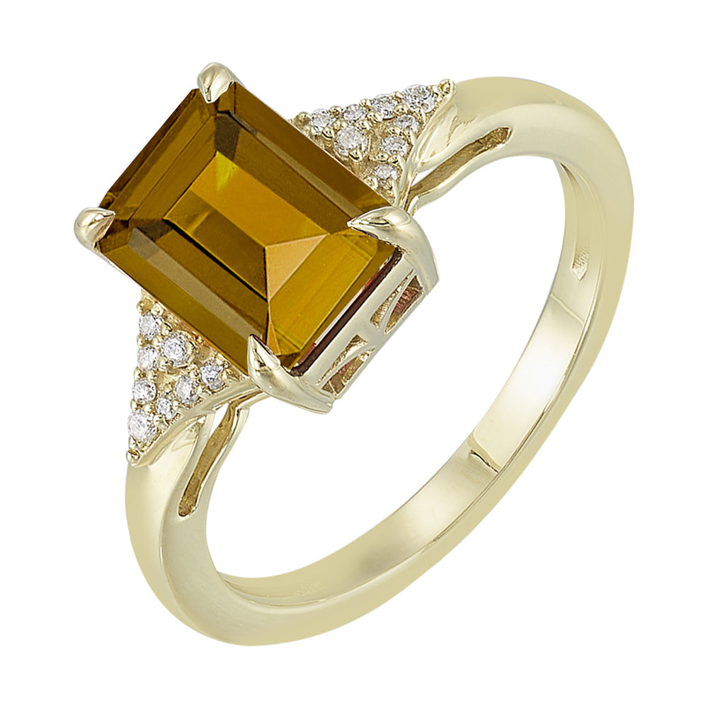 10Kt Yellow Gold Diamond 1/15Ctw & Citrine 2 3/4Ctw Ring