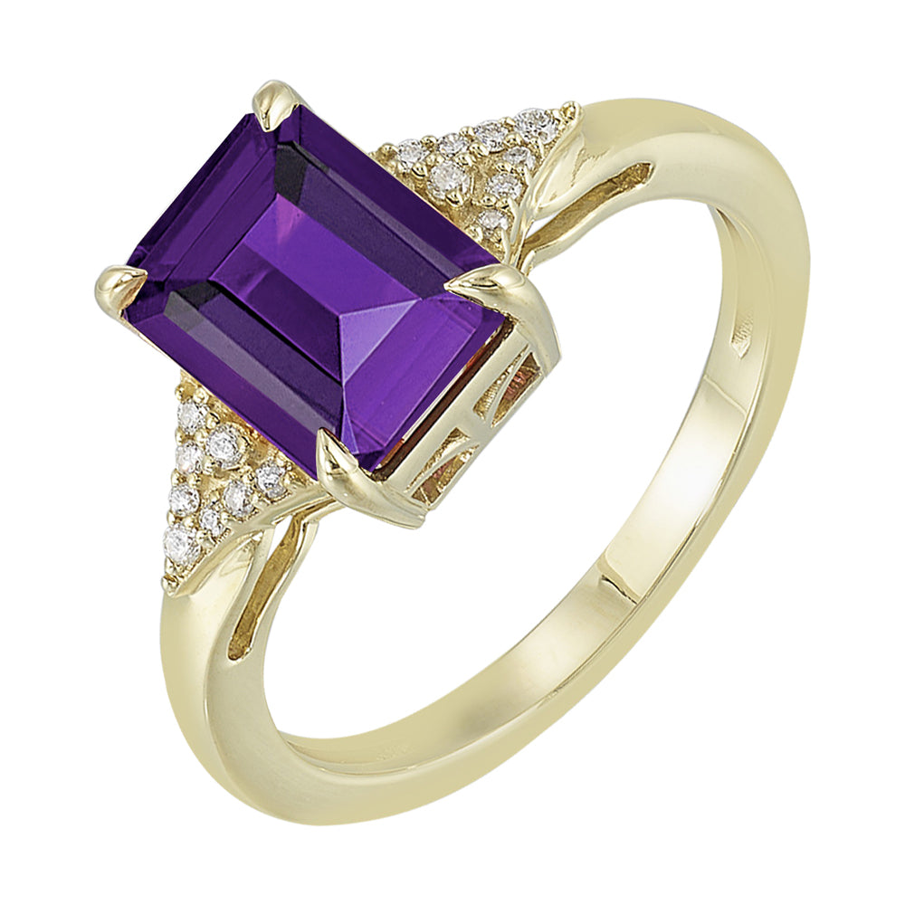 10Kt Yellow Gold Diamond 1/15Ctw & Amethyst 2 3/4Ctw Ring