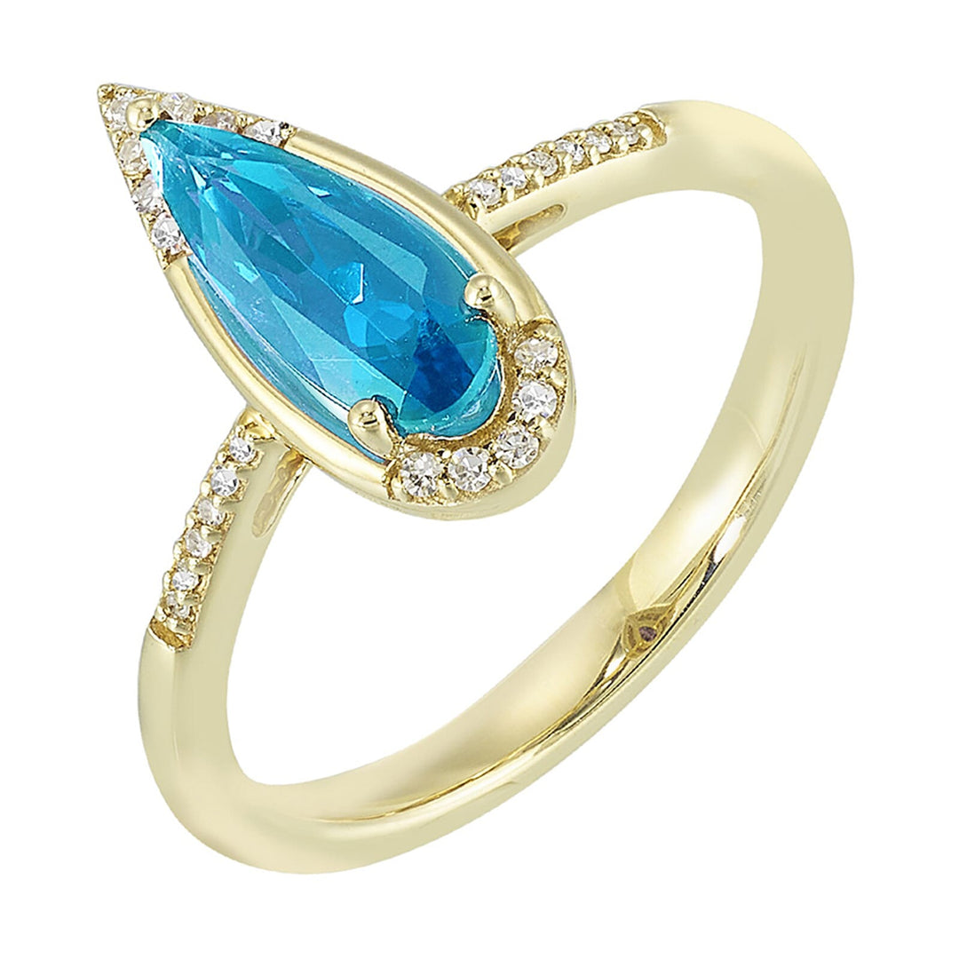 14Kt Yellow Gold Diamond 1/15Ctw & Blue Topaz 1 3/8Ctw Ring