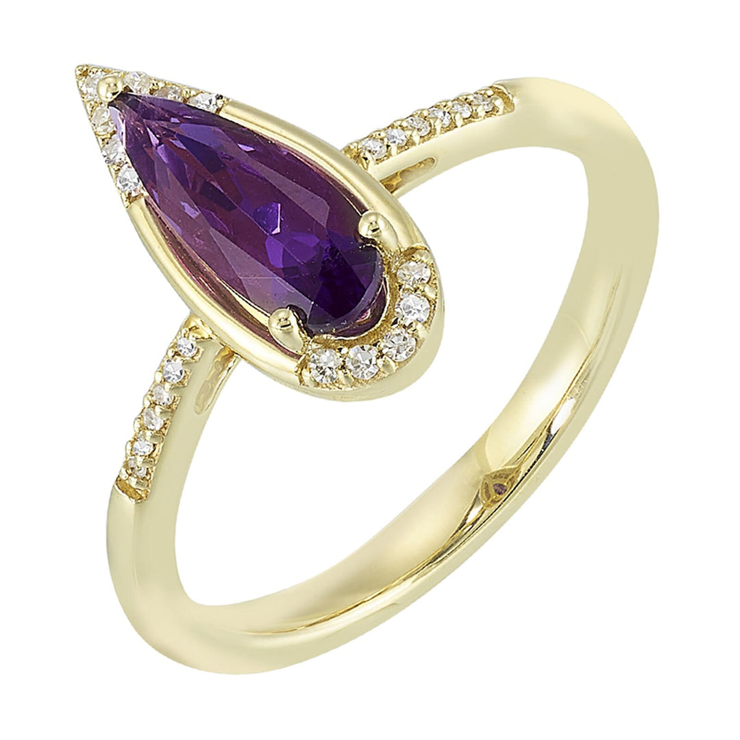 14Kt Yellow Gold Diamond 1/15Ctw & Amethyst 1 3/8Ctw Ring