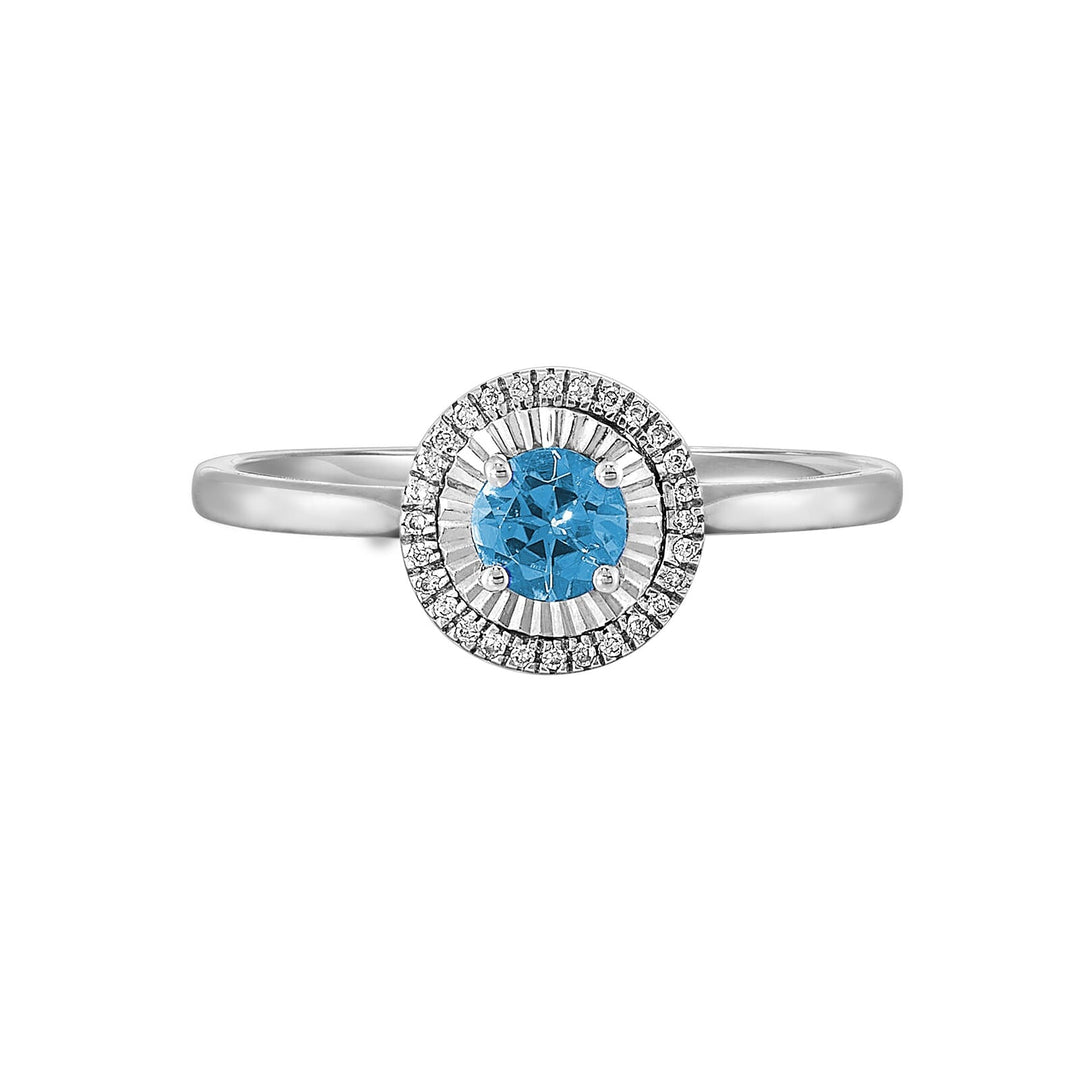 10Kt White Gold Diamond 1/25Ctw & Blue Topaz 1/4Ctw Ring