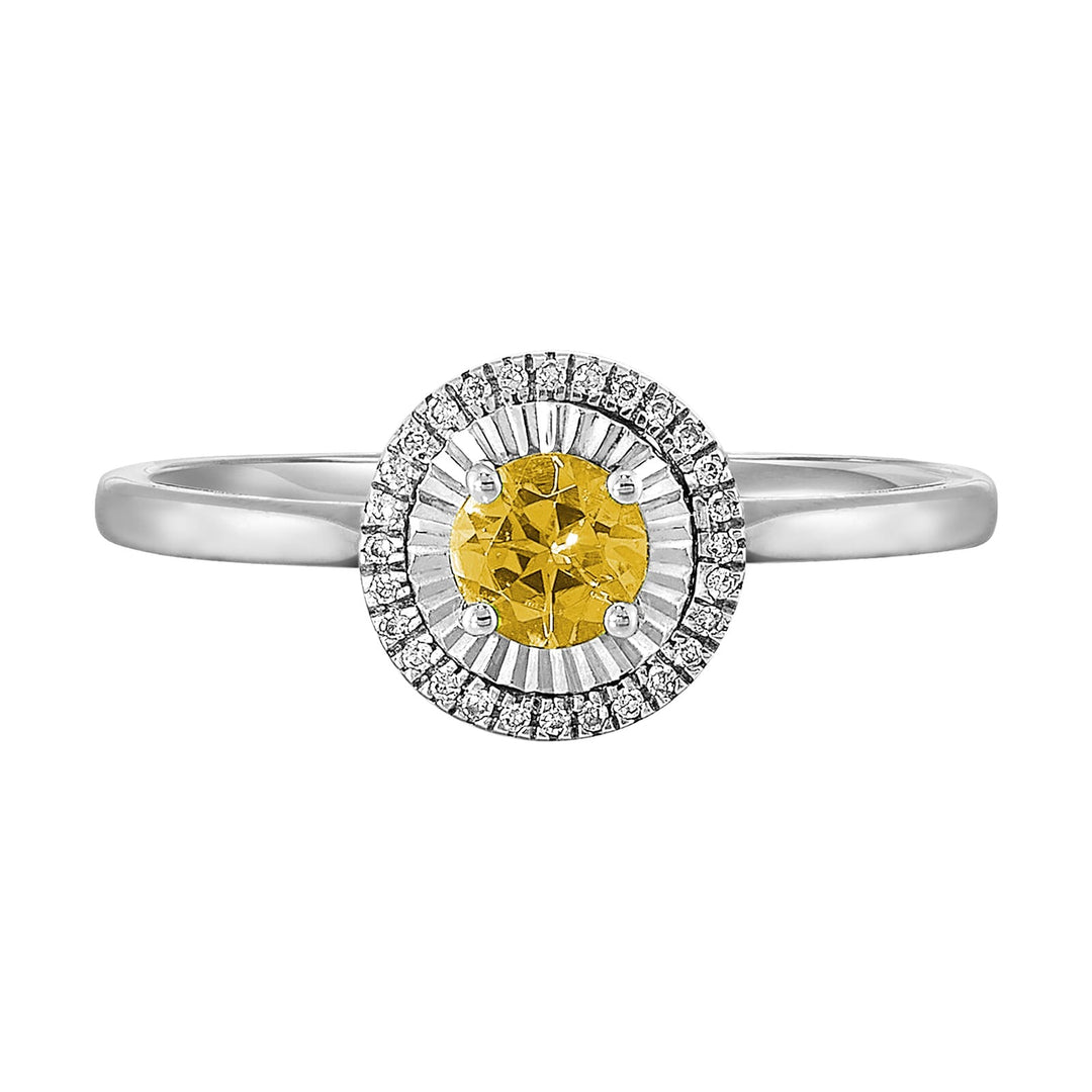 10Kt White Gold Diamond 1/25Ctw & Citrine 1/4Ctw Ring
