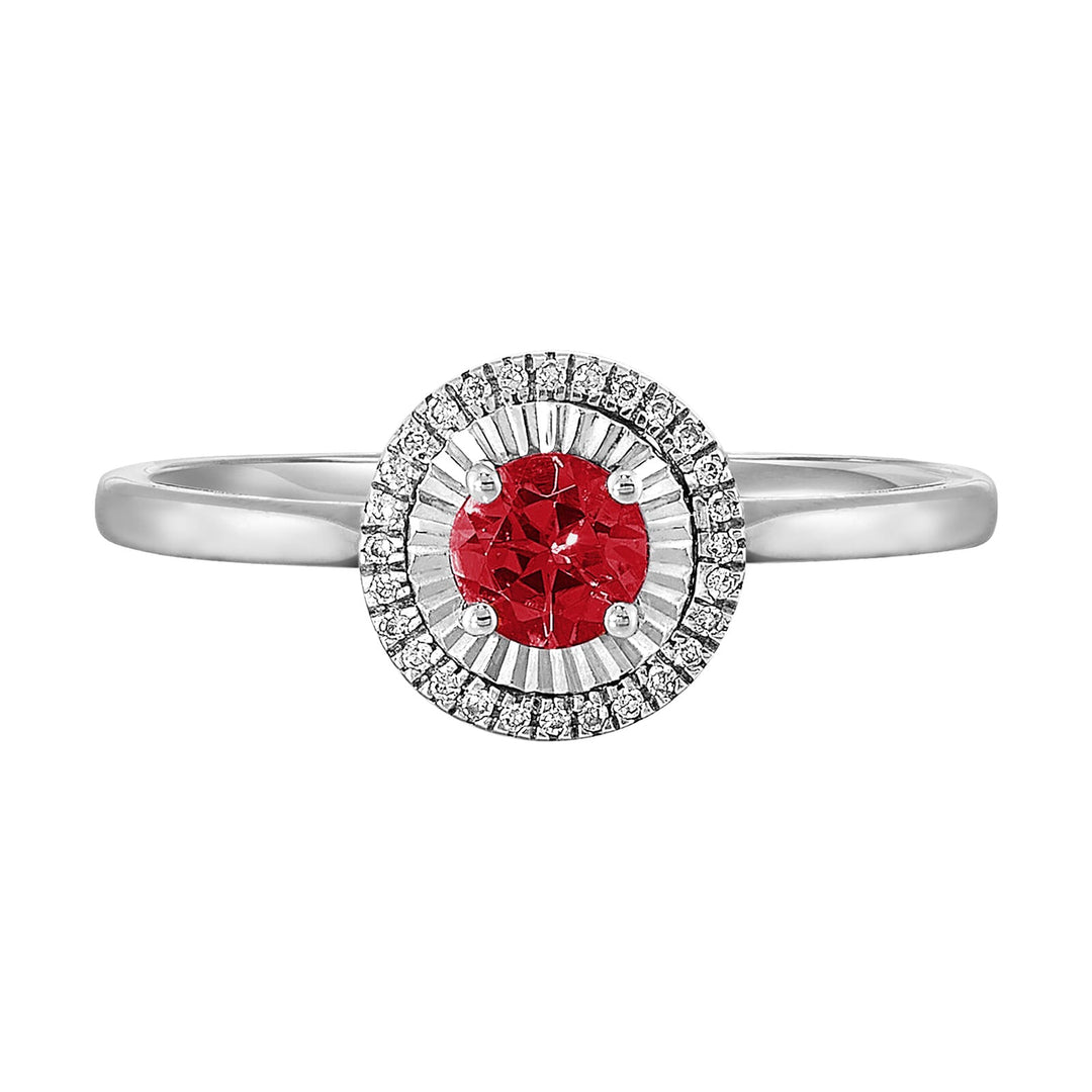 10Kt White Gold Diamond 1/25Ctw & Garnet 1/3Ctw Ring