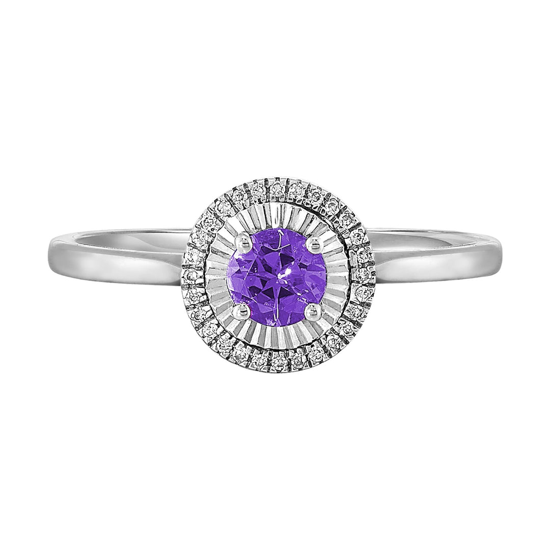 10Kt White Gold Diamond 1/25Ctw & Amethyst 1/4Ctw Ring