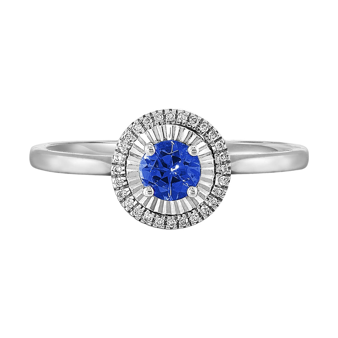 10Kt White Gold Diamond 1/25Ctw & Sapphire 1/3Ctw Ring